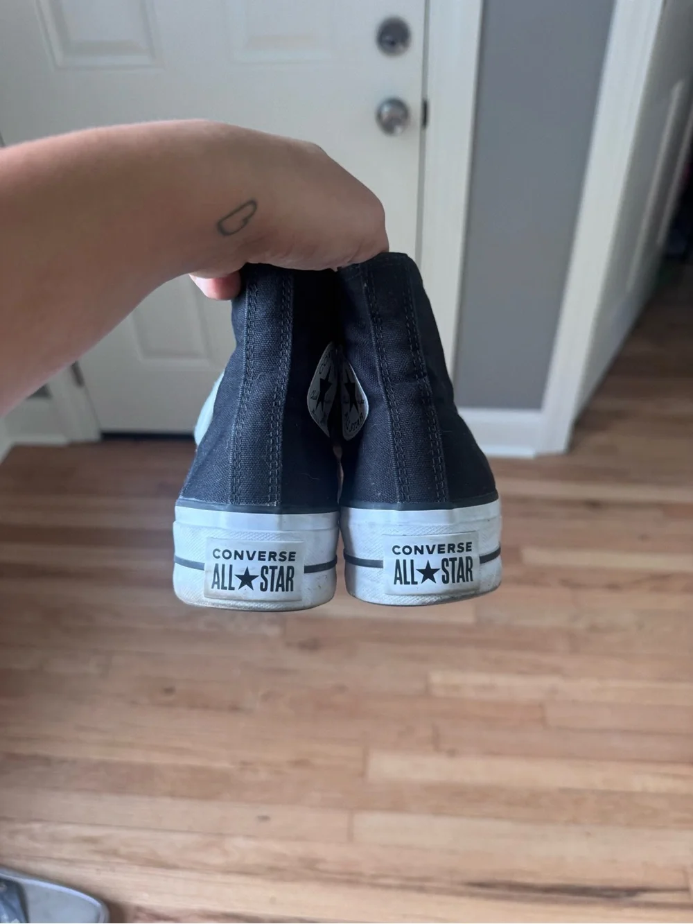 Women Black High-Top Canvas Sneakers - Classic Lace-Up